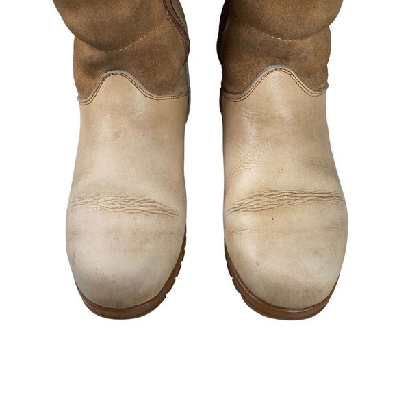 Vntg Blondo Canada Shearling‎ Lined Beige Leather / Suede Women's Sz US 6 Boots - Picture 3 of 16